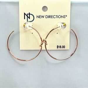 NWT New Directions Gold Tone Hoops wKnot Detail